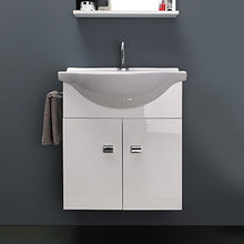 Kiamami Valentina MOBILE BAGNO BIANCO ECONOMICO DA 56 CM + LAVABO, SPECCHIO E LUCE