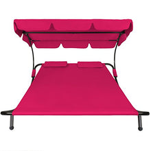 TecTake 800089 Giardino Arredo Sdraio Lettino Prendisole Doppio per 2 Persone + 2 Cuscini - Disponibile in Diversi Colori (Rosso Vino | No. 401498)