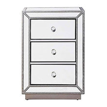 HMDJW Moderno 3 cassetto Comodino Specchio Tabella casa Specchio Accent Tabella Camera Mini Cabinet d'Argento