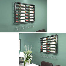 FFYN Portabottiglie e portabottiglie da Vino in Ferro in Metallo a Parete e portabicchieri, Decorazione da Parete per Ripiani a 2 Livelli - Nero - 75x10x85cm