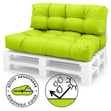 Spatium Cuscini per Pallet Sfoderabili Impermeabile Rivestimento Trapuntato Cuscino per bancale Euro Sedile Schienale 20 cm di Spessore Mela Verde Set da 2
