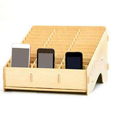 Hölzerne - Scatola portaoggetti, in legno, con display multitelefono e funzione di ripresa, ideale per l'ufficio, Giallo