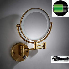 JJZI-L Bagno Specchio Rotondo, Illuminazione a LED Specchio Regolabile in Altezza Pieghevole Specchio Specchio di Bellezza di Carica e col Fuoco 20 * 20cm