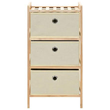 Tidyard Cassettiera Armadietto in Tessuto con 3 Cesti, Beige, 32 x 26 x 60 cm