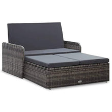 Tidyard Set Divani da Giardino con Cuscini in Polyrattan,Divano da Giardino 2 Posti con Poggiapiedi,Divani da Esterno,Salottino da Esterno,Salotto Sofà Esterni