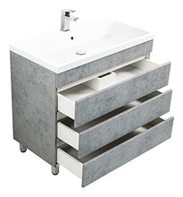 Mobile bagno a terra Via 90 grigio cemento , 3 cassetti senza maniglie