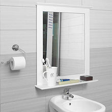 HCMNME Specchio da Bagno 50 × 60 cm con ripiano a Parete ripiano rettangolo Bianco