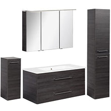 FACKELMANN B.Perfekt - Set di mobili da bagno con lavabo in ceramica, 100 cm e armadietto a specchio a LED