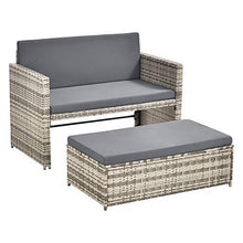 [en.casa] Set di Mobili da Giardino Arredo Esterno in Polyrattan con Cuscini Set Composto di 1 Divano a 2 Posti + 1 Tavolino Basso Multiuso - Beige/Grigio