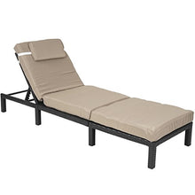 Lettino da esterno polyrattan HWC-A51 regolabile Premio antracite cuscino beige