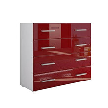 elb Cassettiera comò con 4 cassetti cm. 76x72cx35. Fast Pratica in Vari Colori a Scelta. (Rosso Bordeaux)