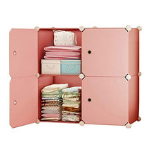 Armadio Armoire Cubo Rimovibile di Plastica 4 strati Mensole Vestiti Camera Da Letto Casa Affitto Stanza Dormitorio Rosa 75X37X75CM FANJIANI