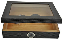 Humidor nero Umidificatore per 25 sigari Autoregulatore copercio in vetro
