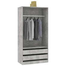 Tidyard Armadio Grigio Cemento 100x50x200 cm in Truciolato,2 Cassetti e 1 Ampio Scomparto