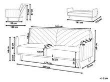 Beliani Divano Letto in Velluto Arancione Gambe in Legno a 3 Posti Design Retró Senja