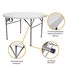 Tavolo pieghevole rotondo da esterno pieghevole da 128 cm, bianco, beige
