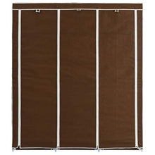 mewmewcat Armadio con Scomparti e Aste Marrone 150x45x175 cm in Tessuto