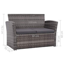 SKM Set Divani da Giardino 4 pz con Cuscini in Polyrattan Grigio (38.96kg)