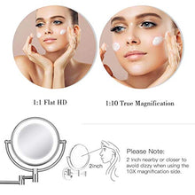 BJH Specchio per Il Trucco Ingrandimento 10x, Specchio cosmetico ingranditore bifacciale per Bagno, 8 Pollici a 360 Gradi; Girevole Allungabile