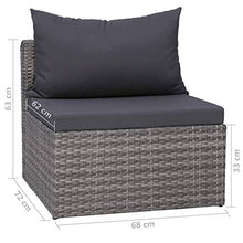 vidaXL Set Divani da Giardino 8 pz con Cuscini Polyrattan Arredi per Esterni Seduta Sofa con Tavolino Elegante Grigio Rustico
