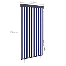 vidaXL - Tenda avvolgibile per esterni, 100 x 250 cm, colore: blu e bianco