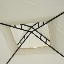 miozzi Gazebo da Giardino 2.95x2.95m in Metallo Doppio Tetto Zanzariera e Laterali Beige