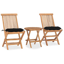 vidaXL Set da Pranzo Giardino Pieghevole 3 pz Cuscino Massello di Teak