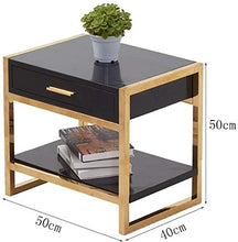 YGH Americana Comodino, Divano Ad Angolo, Diversi Tavoli Lampada, Ferro Tavolino, Gold Frame, Legno Solido Piazza Governo, Dimensioni 50x40x50CM Comodino (Colore: Nero)