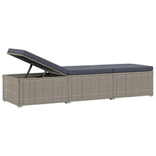 Festnight Lettino Prendisole con Cuscino in Polyrattan Grigio