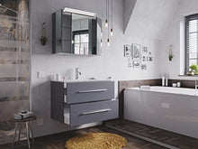 Set di mobili da bagno Firenze 80 2 parti antracite e armadio a specchio