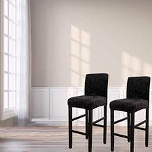 Topchances - Coprisedia da bar e sgabello, con schienale corto, elastico, rimovibile, lavabile, rivestimento in velluto per sedia da pranzo, sedia da bar, sgabello da bar (nero, 6 pezzi)