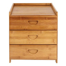 GOTOTOP Comodino in bambù, comodino per camera da letto, comodino con 3 cassetti, 36 x 31 x 40 cm