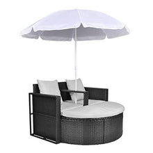 vidaXL Set Divano da Giardino in Polyrattan con Parasole Nero Sofa da Esterno - Arredi Casa