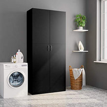 Tidyard Armadietto Nero 80x35,5x180 cm in Truciolato