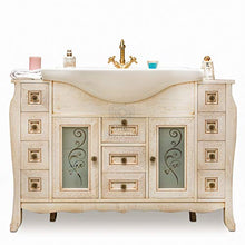 Shop Chic Mobile bagno avorio decapè 123 cm completo con colonna abbinata