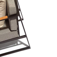Meubletmoi - Divano basso a 2 posti da giardino, di tendenza, in alluminio, colore: grigio antracite, braccioli in legno e cuscini in textilene