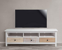 VS Venta-stock Mobile TV Magda 3 Cassetti, Realizzato in Pino Massiccio, Colore Bianco, 158 CM