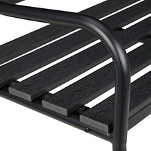 Relaxdays Panca da Giardino Rustica, Seduta a 2 Posti, Arredamento da Esterno, Acciaio & WPC, HPL 83 x 122 x 59 cm, Nero, Acciaio, plastica