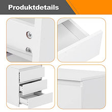 Comodino da notte con 3 cassetti, bianco, comodino ausiliario in stile nordico per camera da letto, 45 x 38 x 56 cm