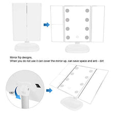 Specchio da trucco, specchio da trucco a LED, 3 pieghevoli, 2 x 3 x, con lente di ingrandimento elettrica da scrivania