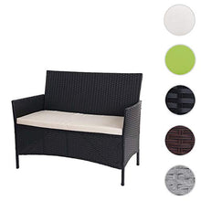 Mendler Serie Halden per l'esterno Divano Sofa 2 posti polyrattan Antracite con Cuscino Avorio