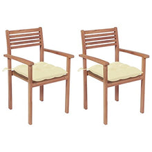 vidaXL Sedie da Giardino 2 pz con Cuscini Bianco Crema Legno di Teak