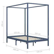 SKM Giroletto a Baldacchino Grigio Legno Massello di Pino 120x200cm