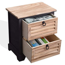 Rebecca Mobili Re4548 - Mobiletto Comodini con 2 cassetti, Legno, Urban Retrò, Nero/Marrone, 45 x 42 x 29 cm