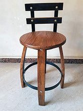 Elymostore Sgabello doghe Botte in Castagno o Rovere da 50 cm con spalliera