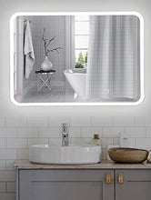 Mr. Claymore, specchio da bagno con illuminazione, 60 x 80 cm, specchio da parete con interruttore touch, specchio con illuminazione, specchio grande, specchio a LED, Bathroom Mirror