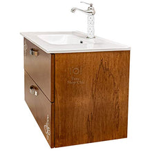 Shop Chic Mobile Bagno Kunst Finitura Legno Arte povera con Specchio e lavabo Rettangolare