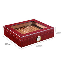 SMEJS Handmade Cigar Humidor, Cedar Cigar Desktop Box con umidificatore e igrometro, Piano in Vetro for 35 sigari (Color : A)