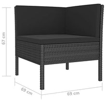 SKM Set Divani da Giardino 6 pz con Cuscini in Polyrattan Nero (40kg) Nero-6963