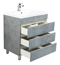 Mobile bagno a terra Via 70 grigio cemento, 3 cassetti senza maniglie